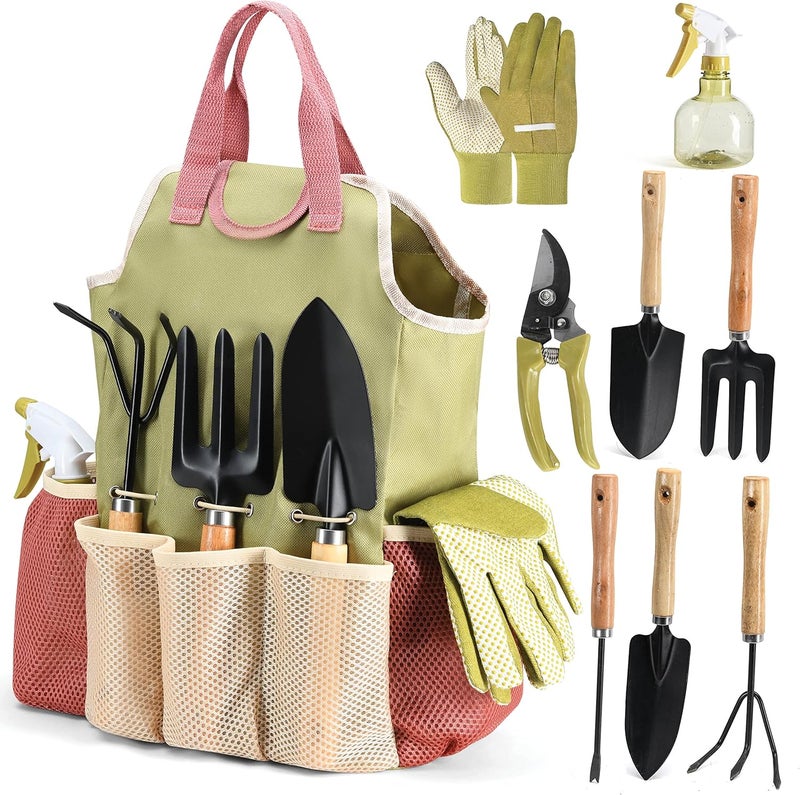 Play22 Gardening Tools Set of 10 - Complete Heavy Duty Garden Tools Set with Fashion Handbag - Durable Gardening Supplies Kit Ideal Garden Gifts for Women - Image 1